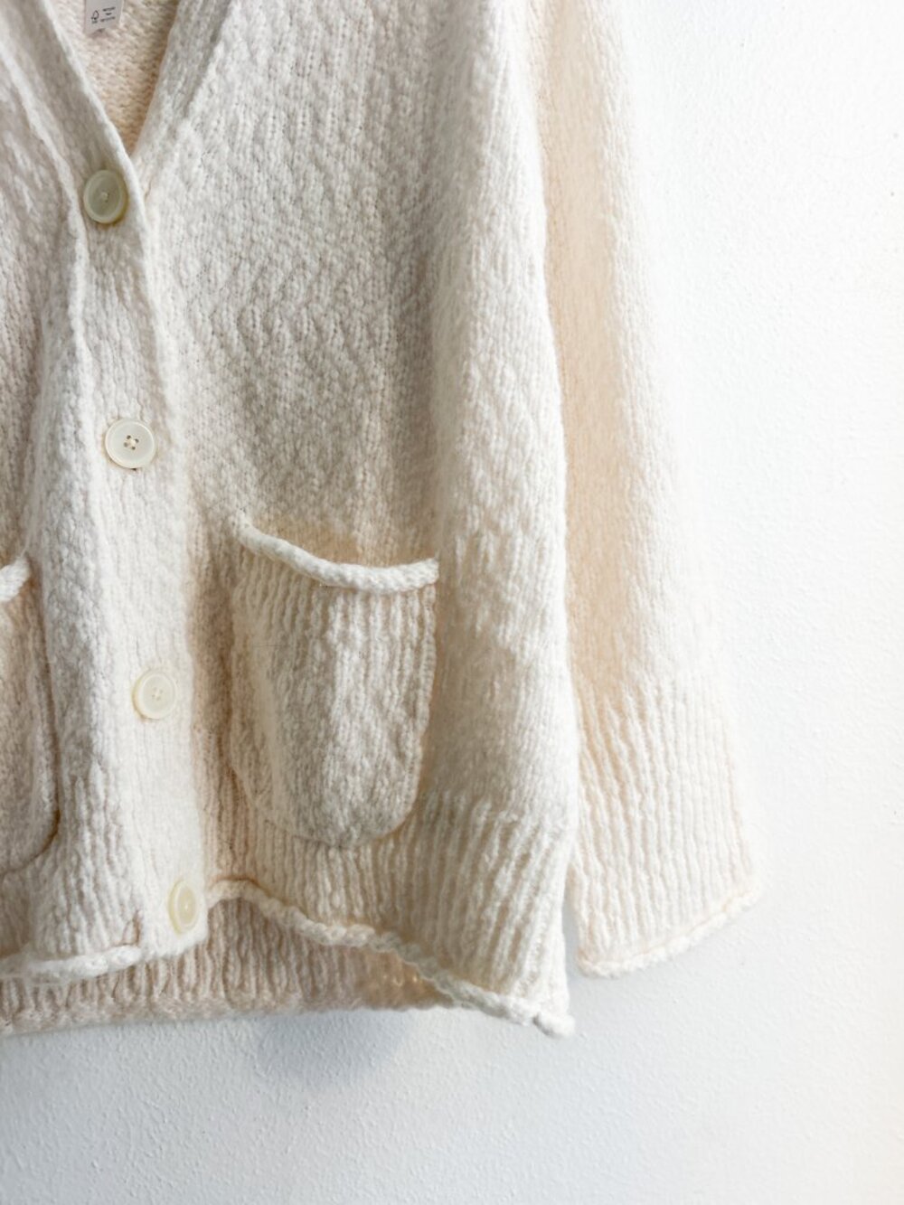 NWT J.Crew‎ Relaxed Cardigan Textured Yarn Wool Alpaca Ivory Oversized Sweater S - Picture 6 of 10